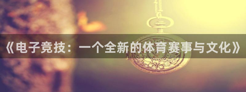 极悦娱乐平台负责人：《电子竞技：一个全新的体育赛事与文化》